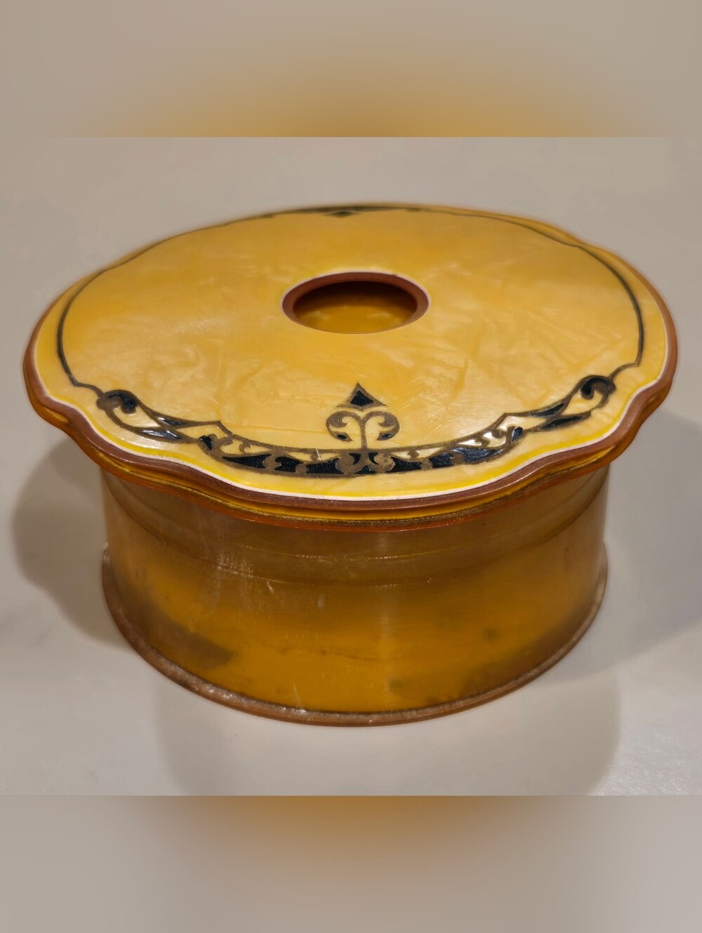Vintage Celluloid Hair Reciever/powder Box